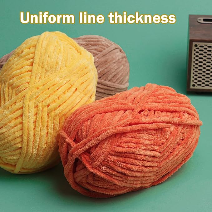 Baby Blanket Yarn for Crocheting Soft - 3 Pack of 100g/3.5oz Chunky Chenille Yarn for Knitting Blankets Amigurumi - Super Bulky Yarns - 261 Yards Thick Plush Yarns (3, White)