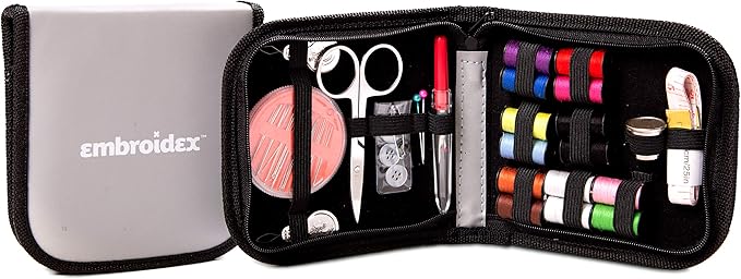 Embroidex Sewing Kit - Home, Travel & Emergencies - Quality Notions, Scissor & Thread - Great Gift