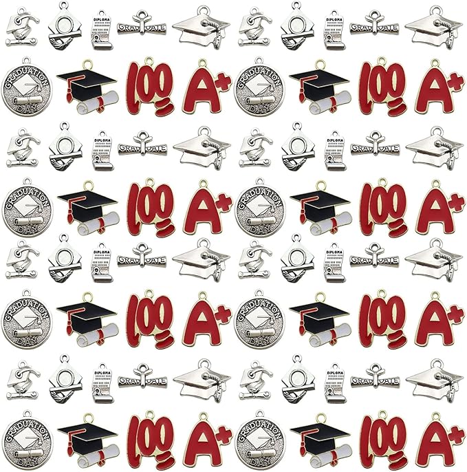 Youdiyla 36pcs Alloy enamel student graduation set series Pendant Jewelry Making DIY Keychain Earrings Pendant Various Design Charms for Jewelry Making Bracelets Necklace (SN287)