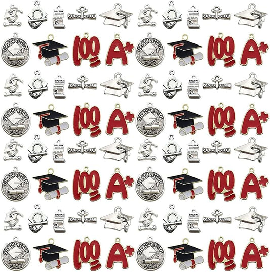 Youdiyla 36pcs Alloy enamel student graduation set series Pendant Jewelry Making DIY Keychain Earrings Pendant Various Design Charms for Jewelry Making Bracelets Necklace (SN287)