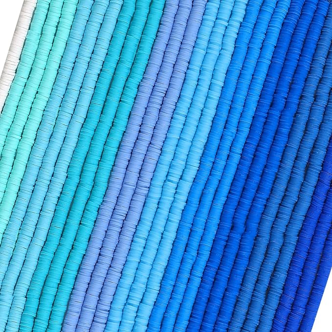 JMUQ 28 Strands Blue Clay Beads Bracelet Making Kit, Friendship Preppy Flat Polymer Clay Heishi Beads for Bracelets Jewelry Making Kit, DIY Arts and Crafts Gifts