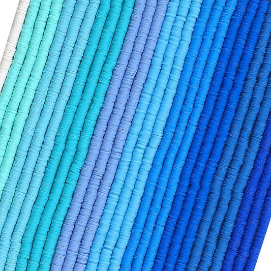 JMUQ 28 Strands Blue Clay Beads Bracelet Making Kit, Friendship Preppy Flat Polymer Clay Heishi Beads for Bracelets Jewelry Making Kit, DIY Arts and Crafts Gifts