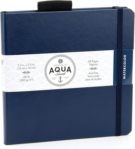 Pentalic 5.5" x 5.5" Aqua Journal, Watercolor, 48 Pages, Blue