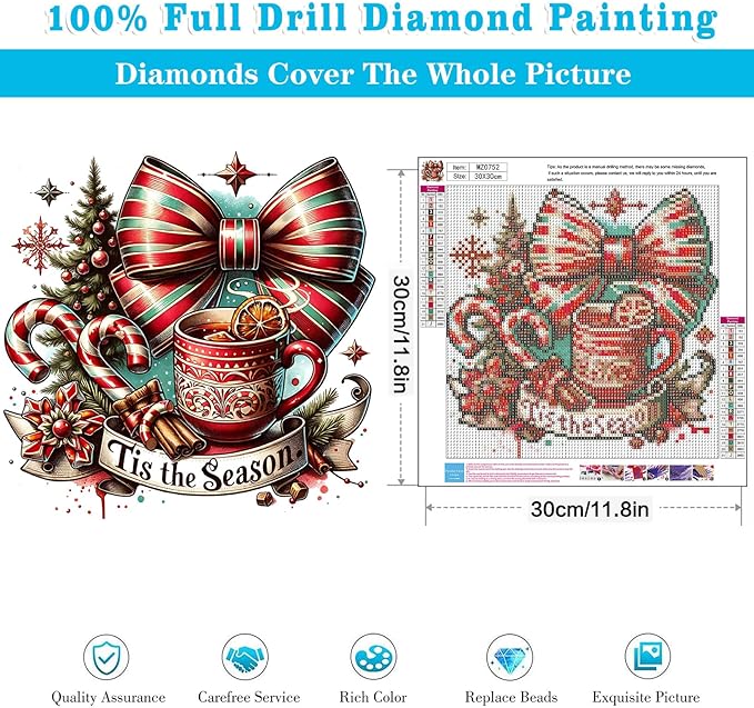 Meothan Diamond Art Kits for Adults - Christmas Diamond Painting Kits for Adults, 5D DIY Round Full Drill Gem Art Paint by Diamonds Dots Crafts Kits for Home Decor Gift 12x12inch