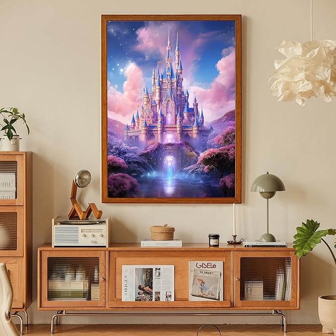 Fountor Diamond Art Kits for Adults Beginners, DIY Castle Diamond Painting Kits Cartoon for Adults, Cartoon Castle Gem Art Kits for Gift Home Wall Decor 12x16 inch