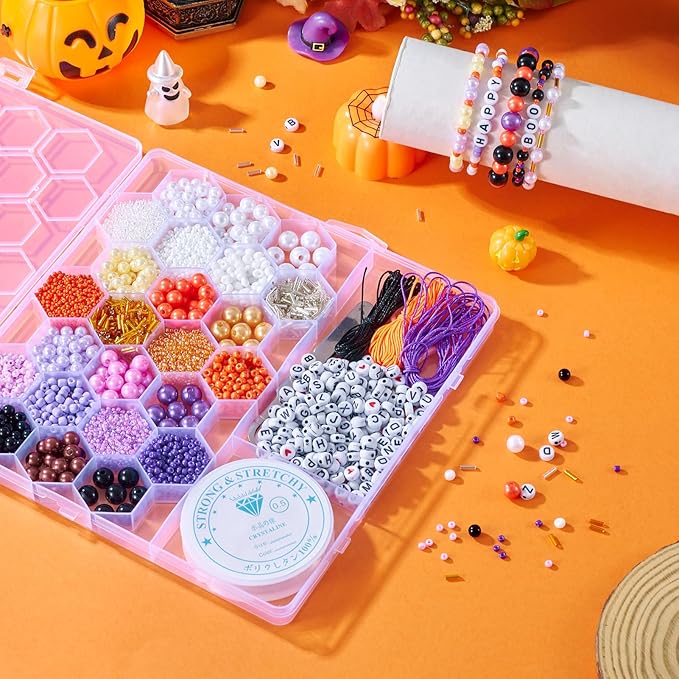 FASHEWELRY Purple Orange Acrylic Beads 15 Styles Candy Acrylic Kawaii Aesthetic Beads Glass Seed Beads Tube Beads Letter Beads for Friendship Bracelet Jewelry Making Valentine's Day Gifts