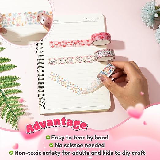 Mother's Day Washi Tape - 12 Rolls Daisy Floral Bouquet Vintage Truck Love Mom Message Designs Acid Free Repositionable Adhesive for Scrapbook Gift Wrapping Card Making Journal Supplies