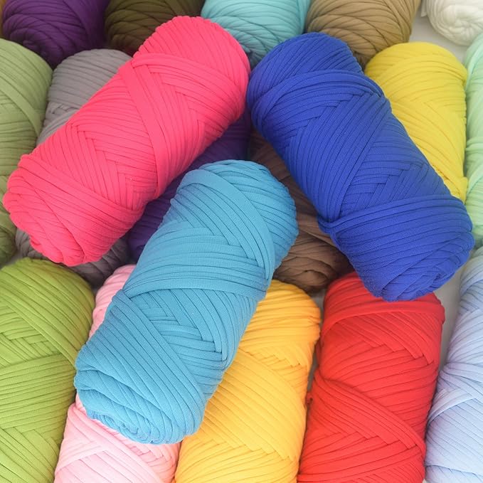 2 Pack Tshirt Yarn for Crocheting,T Shirt Chunky Elastic Fabric Thick T-Shirt Crochet Yarn for Beginners Crocheting Hand Knitting Bag/Basket/Coasters/DIY Crafts/Home Decor 2 * 200G(Chicken Yellow
