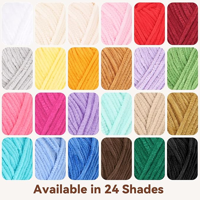 Skinny Chenille Yarn for Crocheting - 6 Pack of 50g/1.76oz - Soft Thin Chenille Yarn - Baby Weights CYC #2, Gentle for Baby Blankets, Plush Toys & Wearables - 951yd Total (Camellia Pink)