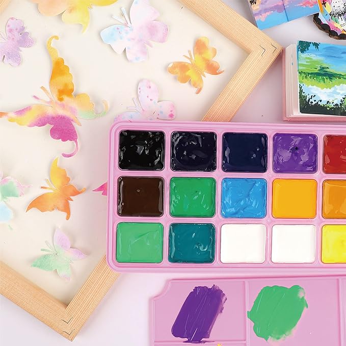 HIMI Gouache Paint Set Jelly Cup 18 Vibrant Colors Non Toxic Paints with Portable Case Palette for Artist Canvas Painting Watercolor Papers, Rich Pigment, 30ml/Cup