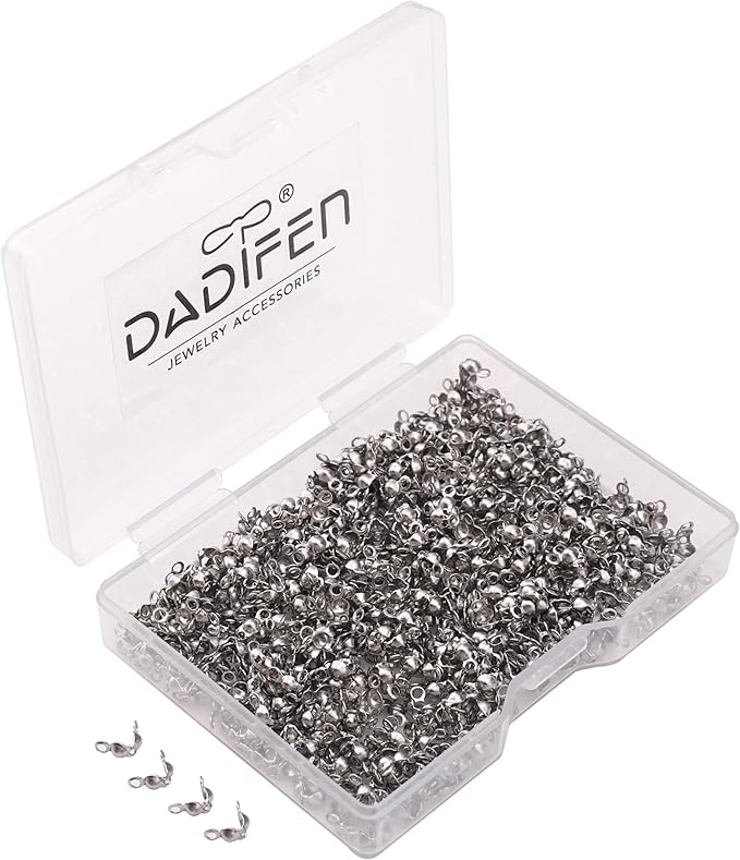 304 Stainless Steel End Caps 2.5x5mm 600pcs Knot Covers for Jewelry DIY Making and Repairing