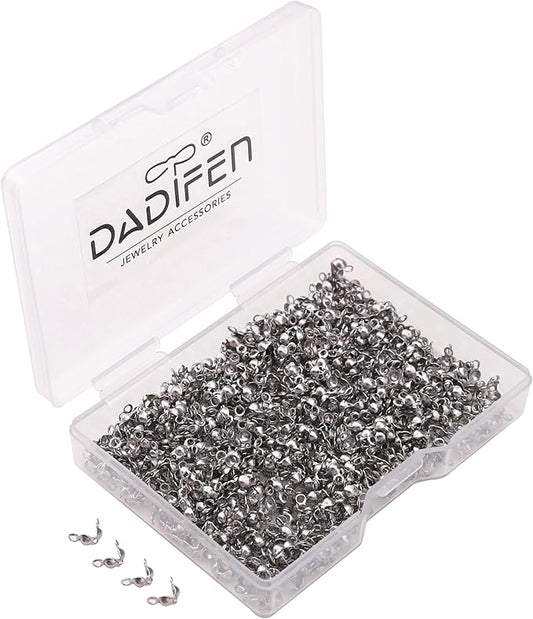 304 Stainless Steel End Caps 2.5x5mm 600pcs Knot Covers for Jewelry DIY Making and Repairing