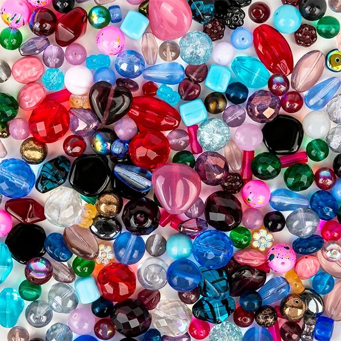 Assorted Glass Beads for Jewelry Making, DIY Lamp Work, Arts and Crafts, and Decorative Hobby Artistry, Colorful Crystal Assortment Bulk Mix, 4-18mm, Half Pound (3)