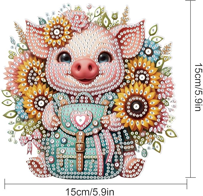 Tontut Pig Sunflower Diamond Art Painting Kits Hanging Decoration,5D Diamond Art Painting,DIY Special Shape Diamond Craft Wall Garden Decoration,Gifts