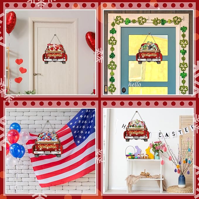 Burbell 21 Pcs Interchangeable Diamond Painting Welcome Sign for Easter Front Door Diamond Painting Truck Decor Interchangeable Seasonal Welcome Sign for DIY Wall Window Farmhouse