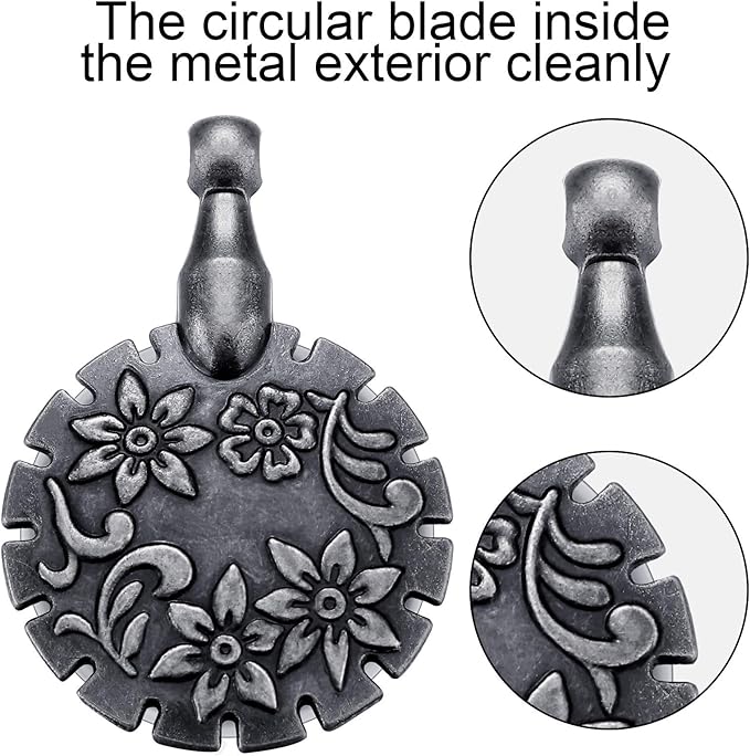 Mudder 2 Pieces Yarn Cutter Pendants Antique Gold Silver Metal Thread Cutter Pendant Round Shape for DIY Sewing Tools(Antique Silver)
