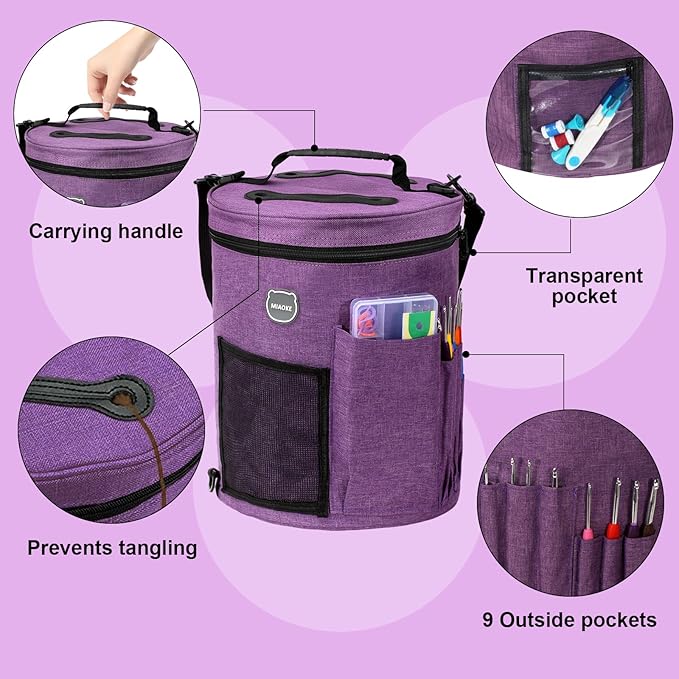 MIAOKE 79pc Crochet Kit, Large Knitting Bag Yarn Storage Organizer, Crocheting Starter Kits with Waterproof Bag, Beginner Knitting Accessories Set, for Beginners Adults Travel Crochet Supplies