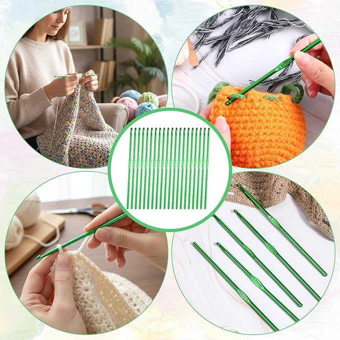 TIESOME 20 Pcs 4mm Crochet Hooks, US Size G/6 Small Crochet Hooks Aluminum Knitting Needles with Markers for Chunky Yarn Beginners or Professionals