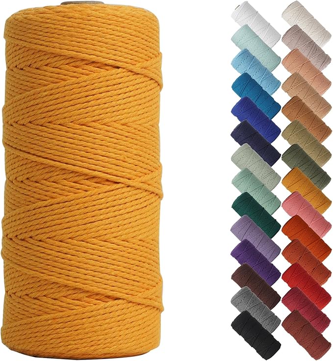 NOANTA Bright Orange Macrame Cord 2mm x 220yards, Colored Macrame Rope, Cotton Rope Macrame Yarn, Colorful Cotton Craft Cord for Wall Hanging, Plant Hangers, Crafts, Knitting