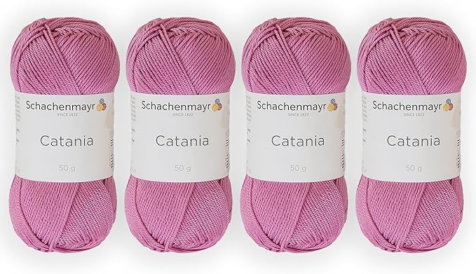 4 Skein/Pack Schachenmayr (SMC) Catania Originals Yarn, Each Ball 1.76 Oz (50gr) / 136 Yards (125 m), 100% Mercerized Cotton for Knitting and Crochet Yarn, Sport Weight, 398 - Azalea