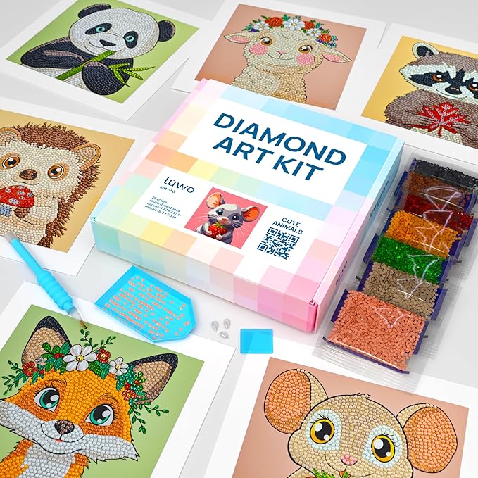 LuwoArte 6 Pack Diamond Painting Kits for Adults – Cute Animals-Themed Diamond Art Kits–DIY Full Drill Paint Gem Art – Brilliant 5D Diamond Painting Kit for Adults – Relaxing Craft for Home Wall Décor