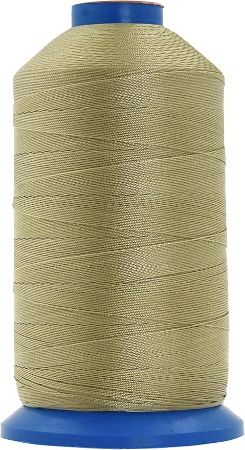 Mandala Crafts Size 92 280D T90 Bonded Nylon Thread - Beige 1100 YDs Tex 90 Heavy Duty Sewing Threads for Leather, Jeans, Weaving, Outdoor Marine Upholstery