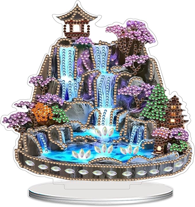 AIBOERL Tabletop Ornament DIY Diamonds Art Painting kit,Landscape Art Desktop Diamonds Painting Kit for Adult, Acrylic Diamonds Painting Board Kit Ornament, Special Crystal Diamond