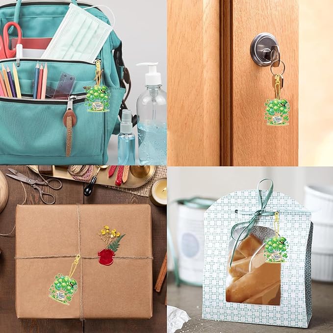 Masendp St. Patrick's Day Diamond Painting Double-Sided Hanging Ornament Set, DIY Irregular Shaped Rhinestone Window Decoration Set, Suitable for Home and Garden Wall Decoration Gifts