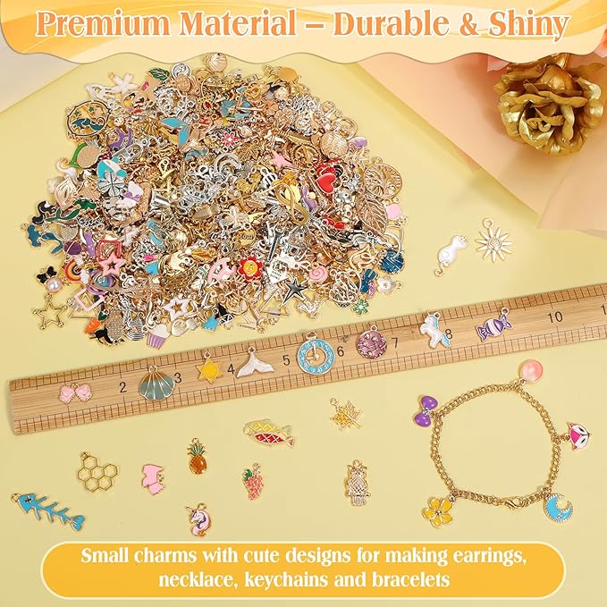 Acejoz 600Pcs Charms for Jewelry Making, Assorted Wholesale Mixed Metal Earring Bangle Bulk Charms for DIY Necklace Bracelet Jewelry Making and Crafting