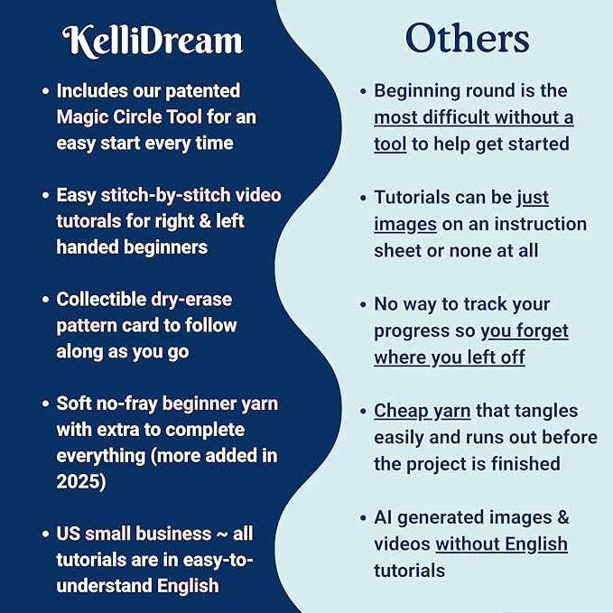 KelliDream Magic Circle Tool Inclusive Learn to Crochet Kit for Beginners; Step-by-Step Video Tutorials in English; All Supplies to Make Cute Amigurumi (Sea Creatures)