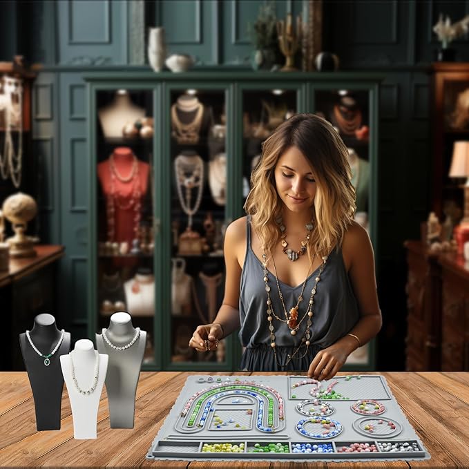 Knana Silicone Bead Boards for Jewelry Making - Bracelet Bead Board Beading Trays Jewelry Design Mat for Making Bracelets, Necklaces, DIY Design (Grey)