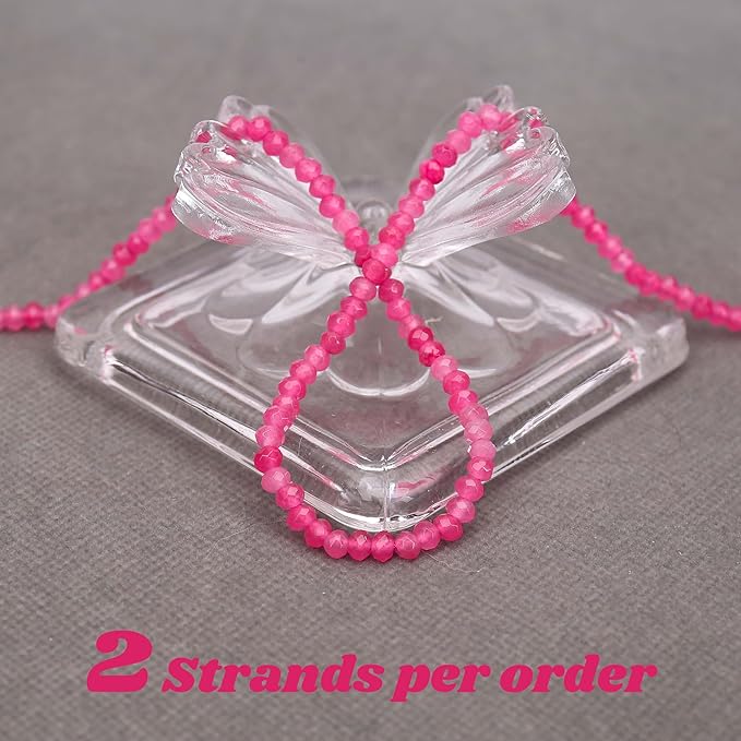 2 Strands Colored Rose Jade Beads for Jewerly Making, 3 * 4mm Faceted Rondelle Gemstone Crystal Beads for DIY Bracelet Necklace Crafts