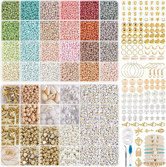 TEXGIZRLY 3mm Seed Beads for Bracelets Making, Friendship Bracelet Making Kit for Girls, 24 Colors Bead Bracelet Kit, Beads for Jewelry Making Kit, DIY, Arts, Crafts Gifts Age 4+ (3MM-C)