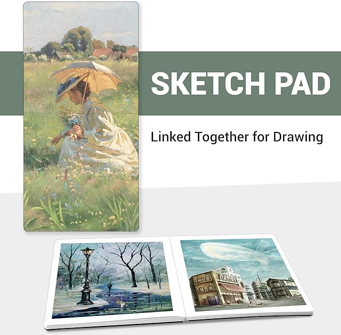 Hardcover Sketchbook for Drawing, Watercolor Sketchbook Square Book with 200 GSM Thick Drawing Paper, 192 Pages/96 Sheets Sketch Pad for Adults and Kids, Art Journal for Beginners Artists, Green