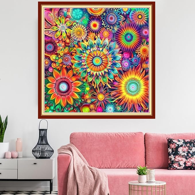 Redxing Stamped Cross Stitch Kits Embroidery kit for Beginners Adults Full Range of Embroidery Patterns Starter Kits DIY Printed Cross Stitch Kits Needlepoint Kits 11CT-Magical Mandala 18x18 inchs