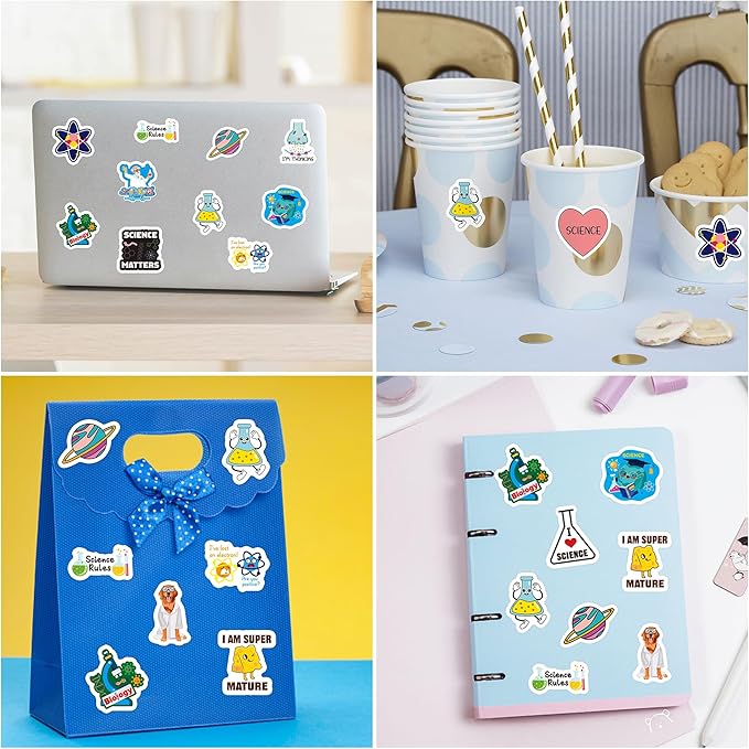 beyumi natural sciences roll stickers - 1000pcs biology experiment stickers in 2 rolls waterproof vinyl laboratory decals for laptop bottle notebook luggage computer classroom decor for kids students