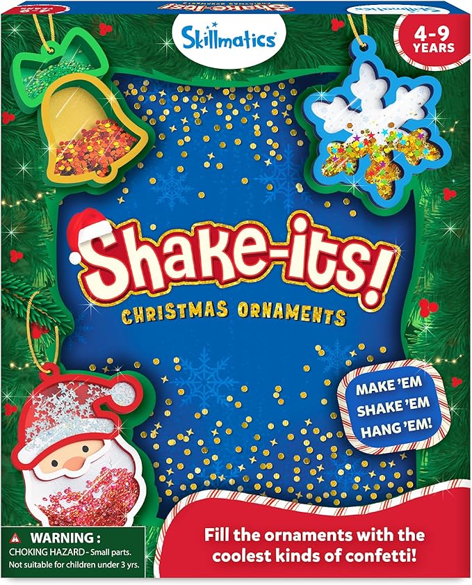Skillmatics Art & Craft Activity - Shake-its Christmas Ornaments, DIY Holiday Decoration Kit, Glitter Craft Kit, Creative Activity, Gifts for Girls & Boys Ages 4, 5, 6, 7, 8, 9