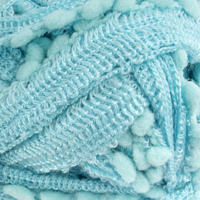 JubileeYarn Fishnet Pom Pom Yarn - 50g Mini Bonbons - Simple Blue - 6 Skeins