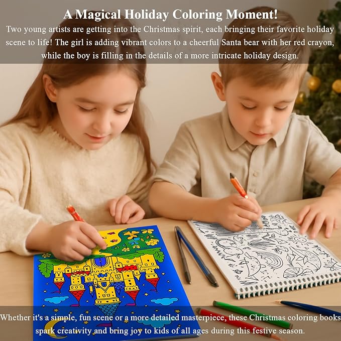 fuxi coloring books for girls, 60 sheets (73lb/120gsm) blank sketch book + 50 designs blank coloring book, stocking stuffers for kids 8-12 girls.