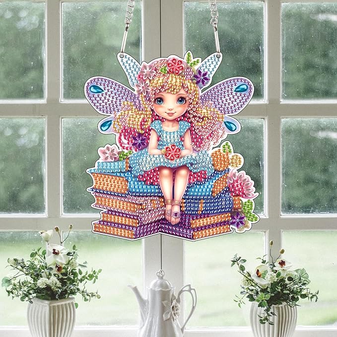 AiYuanzsh Diamond Art Pendant, DIY Special Shaped Crystal Painting Kit for Home Decor and Gift, Angels Theme, Butterfly Elf Color, One Size, for Adults