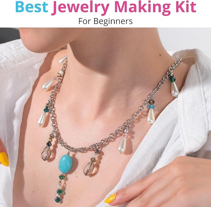 MODDA Deluxe Jewelry Making Kit with Video Course, Includes Instructions, Beads, Necklace, Bracelet, Earrings Making, Crafts for Adults, Beginners, Christmas Gift for Teens, Girls 13-15, Moms, Women
