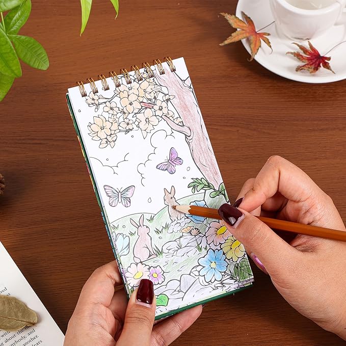 Mini Coloring Book for Women, 35 Pages Forest Dreams Small Coloring Books for Adults to Relax and Relieve Anxiety, Gift for Mother's Day, Birthdays, Christmas, Anniversaries