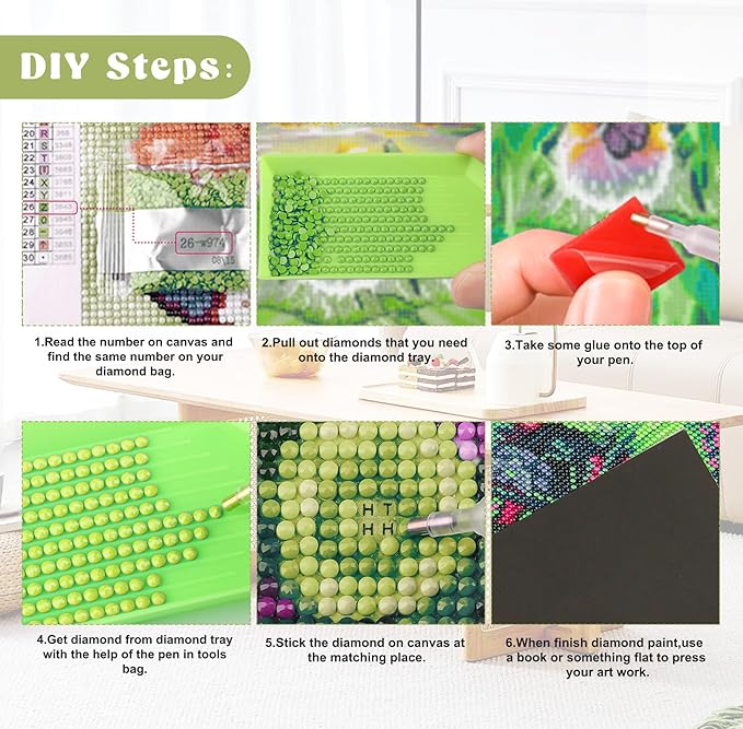 QENSPE Diamond Painting Easter Art Kits, DIY Cute Rabbit Full Drill Diamond Art for Adults, 5D Flower Round Diamond Dots Paintings Landscape Gem Crystal Crafts Home Wall Decor Gifts 30x30cm