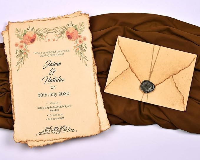 LEATHER VILLAGE Watercolor Paper- 7.5 X 11 inches - 20 Sheets Watercolor Paper for Drawing, Sketching, Wedding Cards & Crafts - 150 GSM Thick Deckle Edge Virgin Cotton Handmade Paper - Vintage