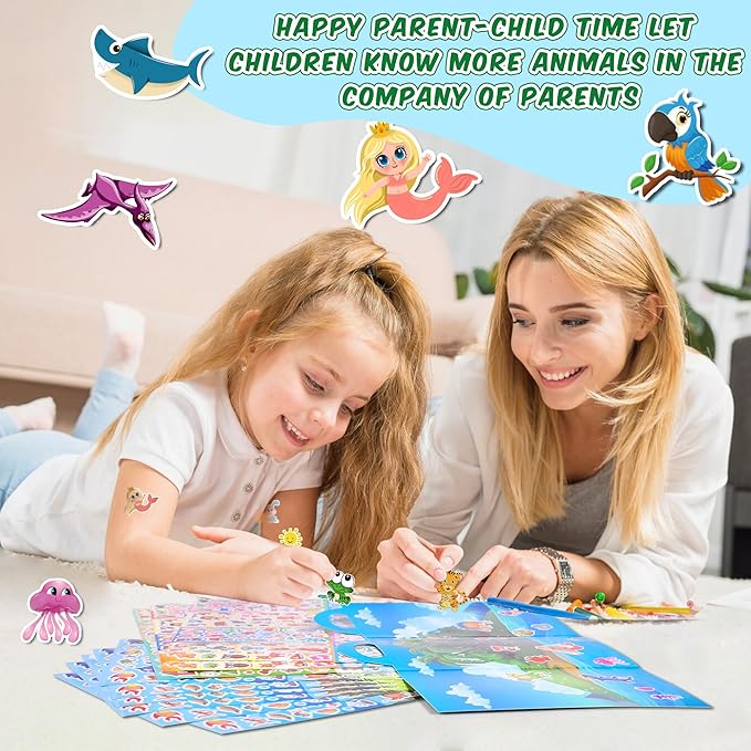 3200+pcs stickers for kids, 102 sheets cartoon animal sticker for toddlers, reward cute stickers 18 theme for school teachers students parents, scrapbook journal gifts decor