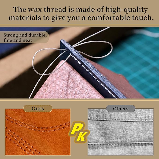 Jupean 24 Colors Leather Thread, Waxed Thread for Hand Sewing Polyester Leather Sewing Threads DIY Bracelets Bookbinding