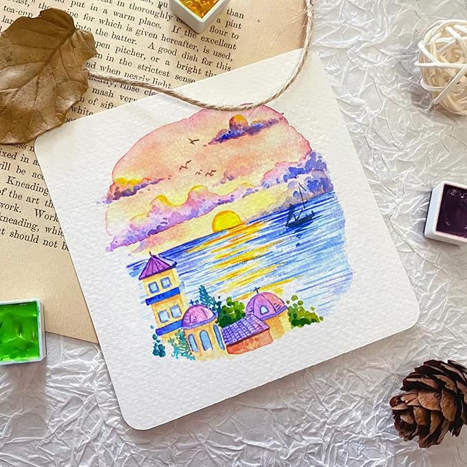 Mini Portable 6-Color Solid Watercolor Paint Set for Adults & Artists, High Tinting Strength Travel Art Kit for Beginners and Professionals, Half Pans (Each Capacity Approx 1.5ml).Fruits