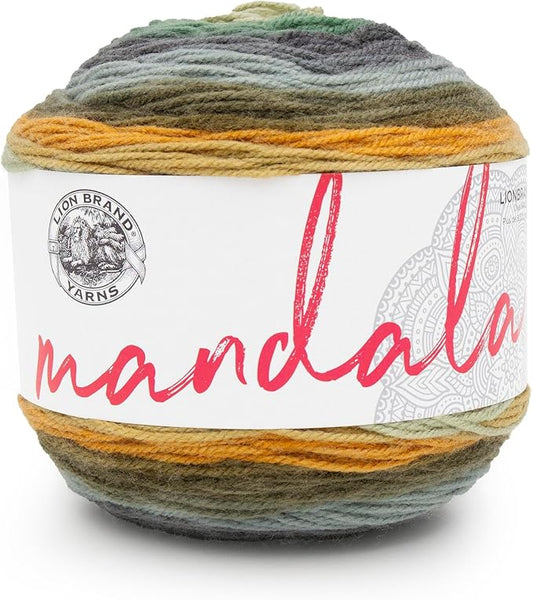 Lion Brand Yarn, Mandala DK Lightweight Yarn for Knitting, Crochet, and Crafts, Werewolf, 1 Pack, Self-Striping Acrylic Fiber for Baby Blankets, Multicolor Shawls and Variegated Cardigans