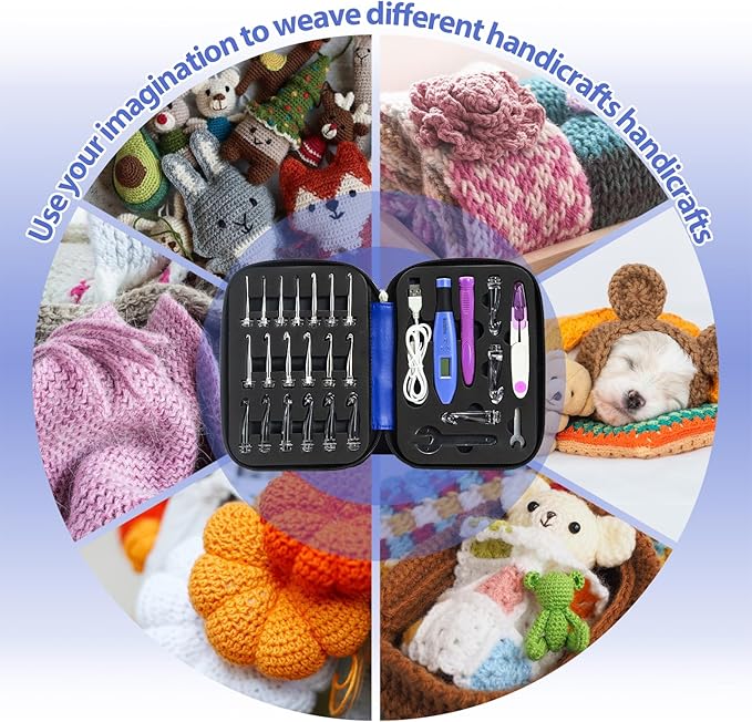 Counting Crochet Hook Set Digital, Crochet Kit with 22 Different Size Interchangeable Crochet Needle, Light Up Crochet Hooks for Stitch & Row Counter, Ergonomic Crochet Hooks with 2 Levels Led