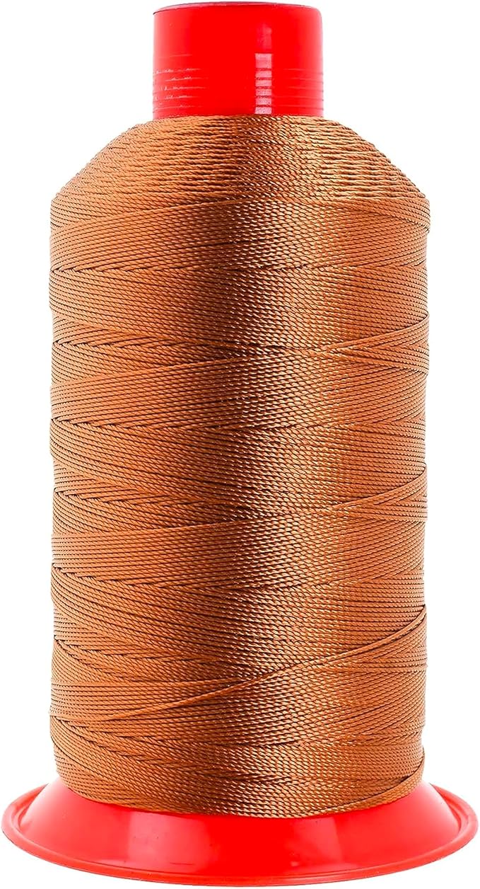 Mandala Crafts Size 277 840D T270 Bonded Nylon Thread - Bourbon Brown 800 YDs Tex 270 Heavy Duty Sewing Threads for Leather, Jeans, Weaving, Outdoor Marine Upholstery
